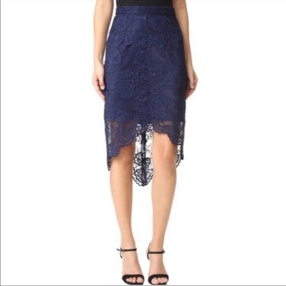 WAYF Navy Blue High Low Lace Pencil Skirt Size Small - Picture 11 of 11